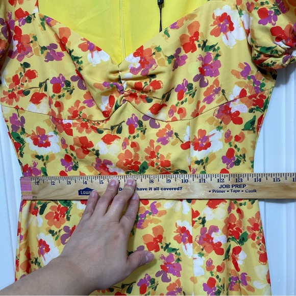 Alexia Admor Gracie Sweetheart Fit & Flare Midi Dress in Yellow Floral Size 6 - Picture 14 of 16